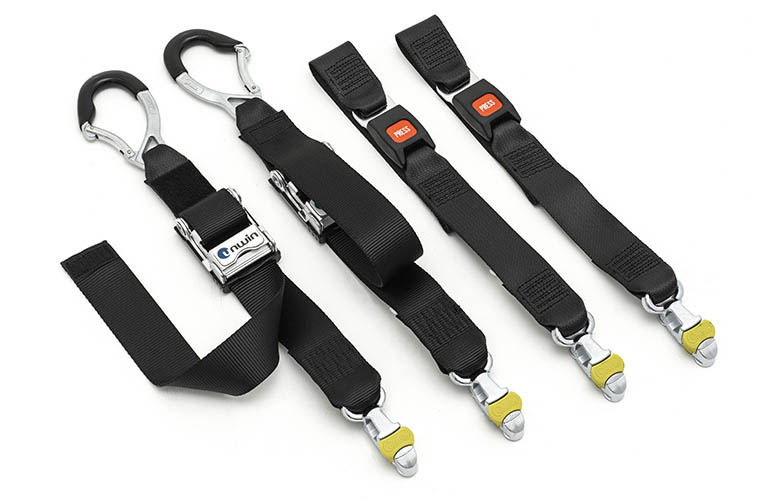Kit with four tie-down items
